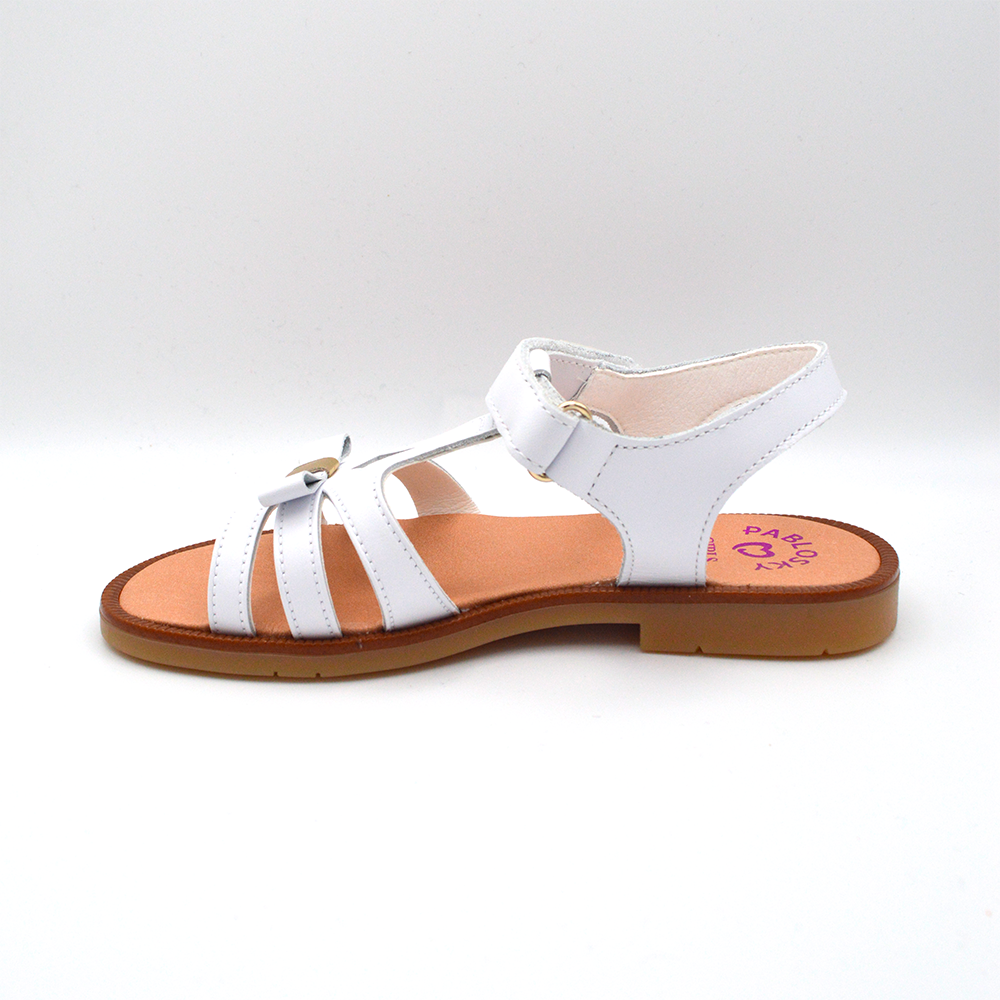 Pablosky | Sandalo in pelle bianco con fiocco