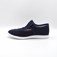 Coccole | Sandalo in tela blu e occhietti
