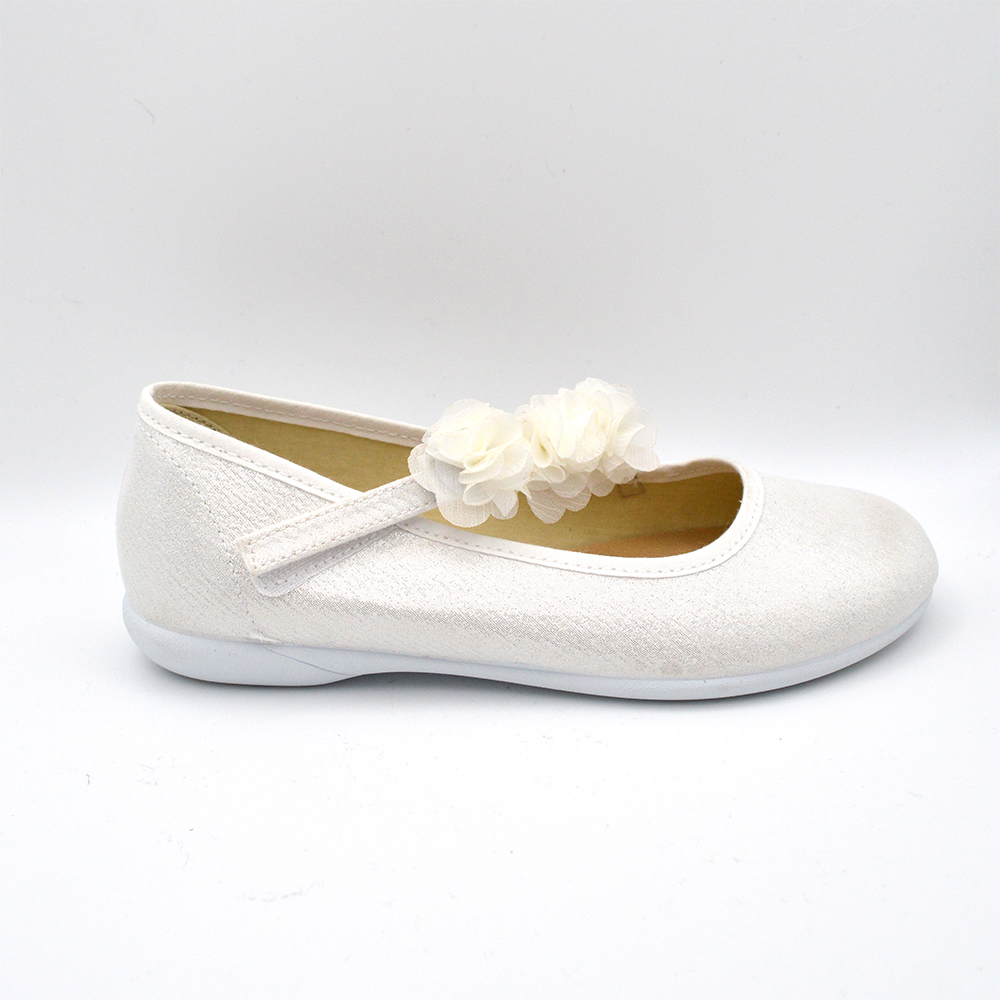 Batilas | Ballerina glitter argento con fiore