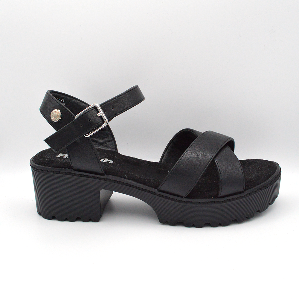 Refresh | Sandalo nero con tacco e cinturino