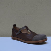 Sinapsi – Mary Jane T-Strap Artigianale in Mix di Pellami