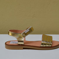Sandalo Pablosky Glamour - Fascia Intrecciata Lurex (Oro e Bianco)