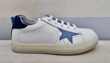 MOBY DICK sneaker bianca stella blu lacci e zip