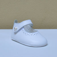 Scarpina da Culla Mary Jane Bianca con Perla - Babychic