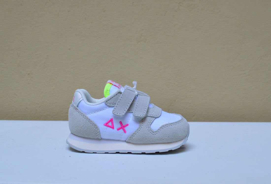 Sun68 - Sneaker Bianca e Grigia con Dettagli Fluo