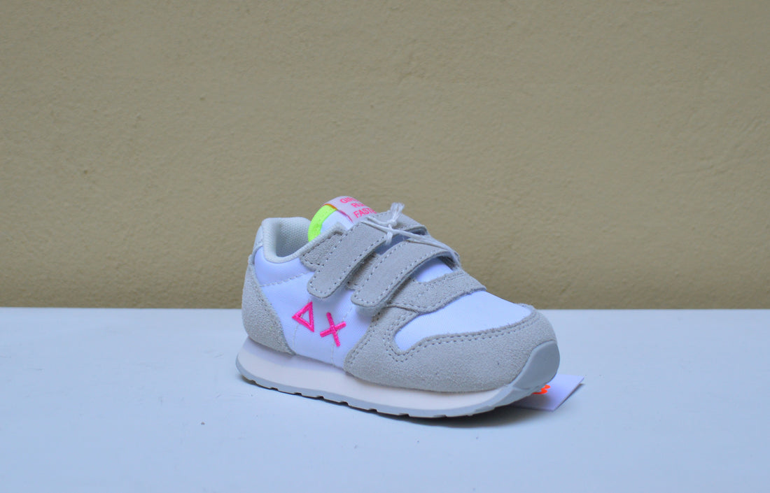 Sun68 - Sneaker Bianca e Grigia con Dettagli Fluo
