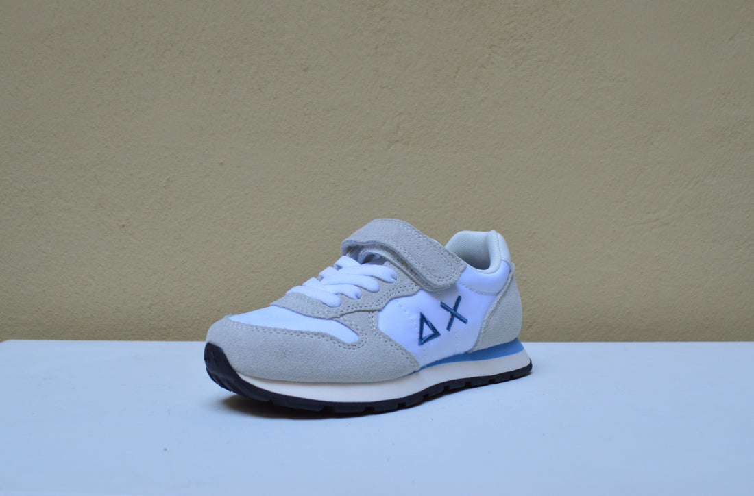 Sun68 - Sneaker Bianca e Grigia con Dettagli Blu