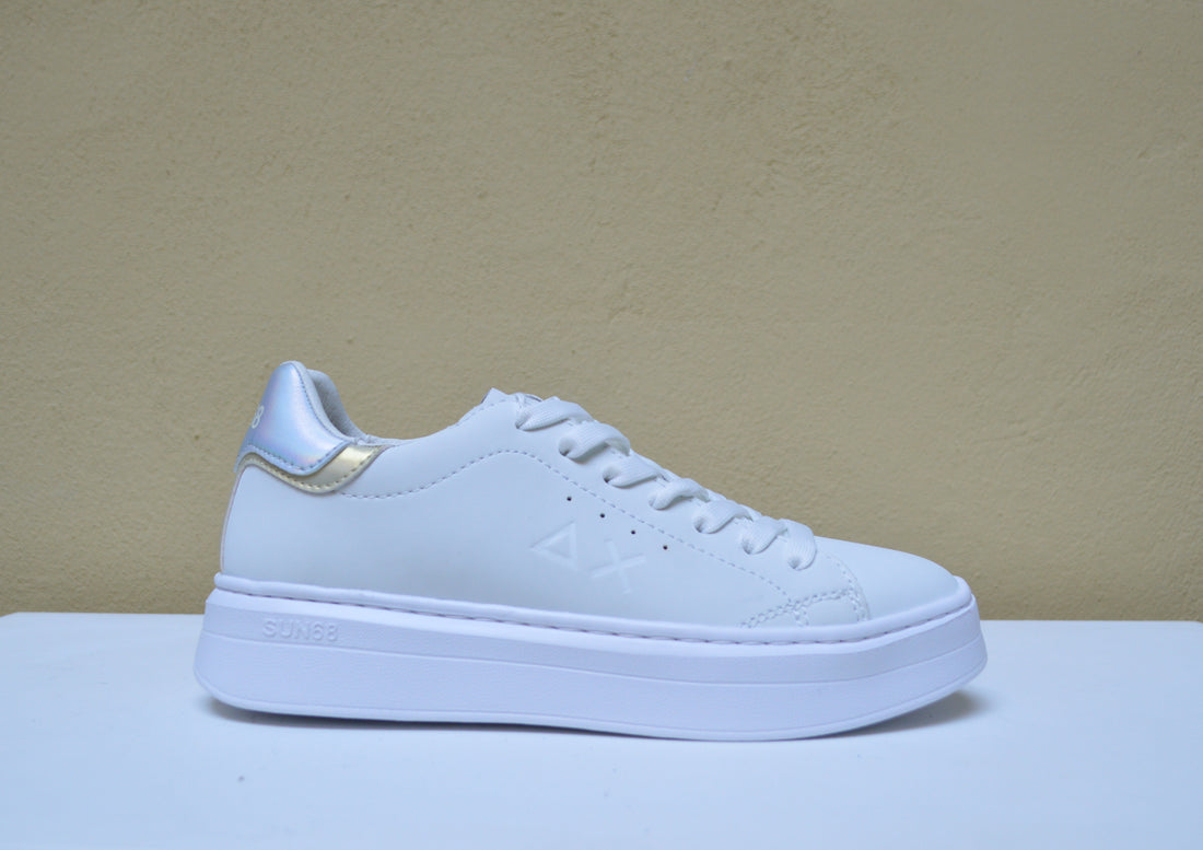 Sun68 - Sneaker Platform Bianca con Dettagli Iridescenti