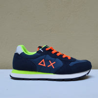 Sun68 - Sneaker Navy con Lacci e Dettagli Fluo