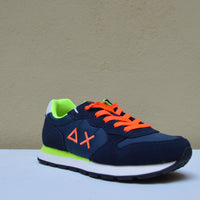 Sun68 - Sneaker Navy con Lacci e Dettagli Fluo