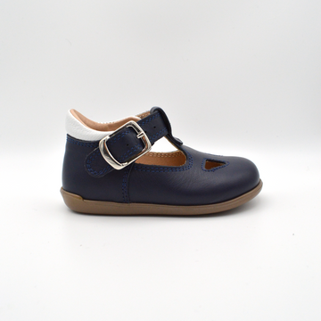 La Pregiata | Sandalo in pelle blu navy con cinturino