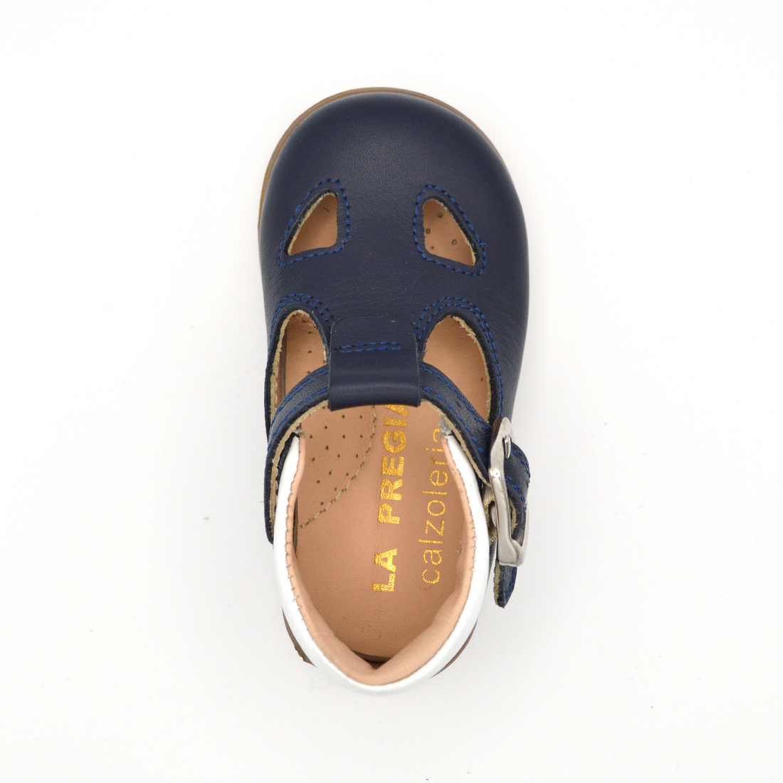 La Pregiata | Sandalo in pelle blu navy con cinturino
