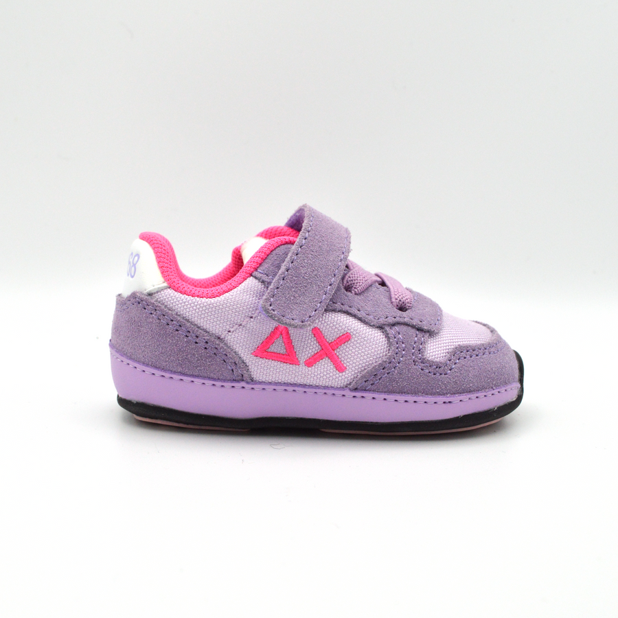 SUN68 | Sneaker baby lilla con velcro e lacci