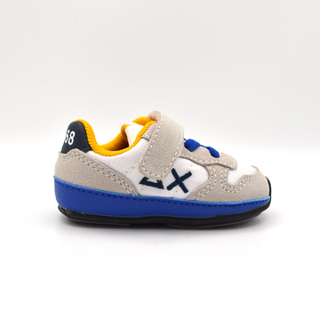 SUN68 | Sneaker baby blu e grigio con velcro e lacci