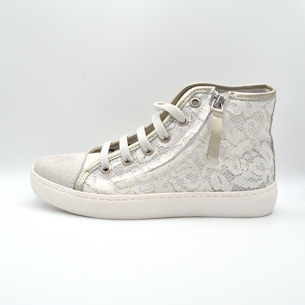 Barque | Sneaker in pizzo bianco e oro