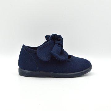 Batilas | Sandaletto in tela blu con fiocco
