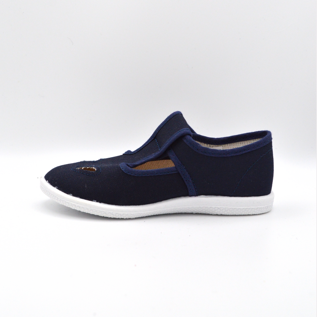 Coccole | Sandalo in tela blu e occhietti