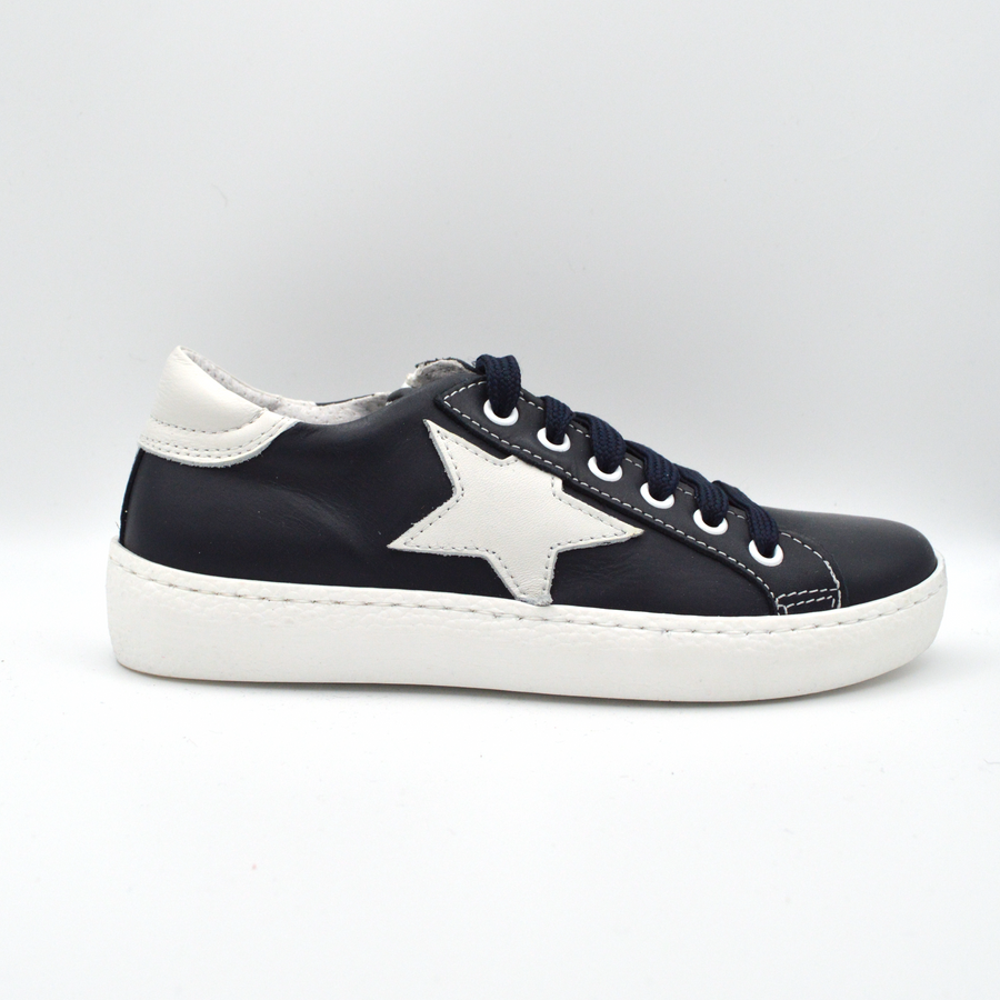Barque | Sneaker in pelle blu con stella bianca