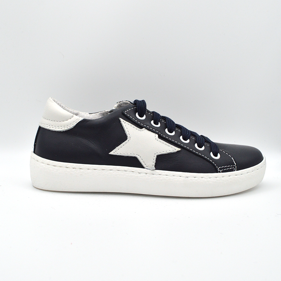 Barque | Sneaker in pelle blu con stella bianca