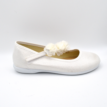 Batilas | Ballerina glitter argento con fiore