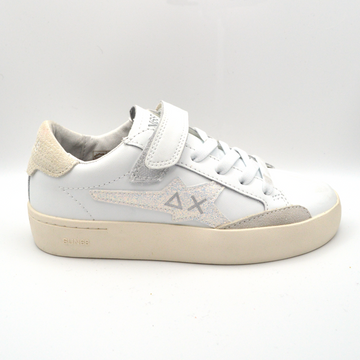 SUN68 | Sneaker bianco e argento lacci e velcro
