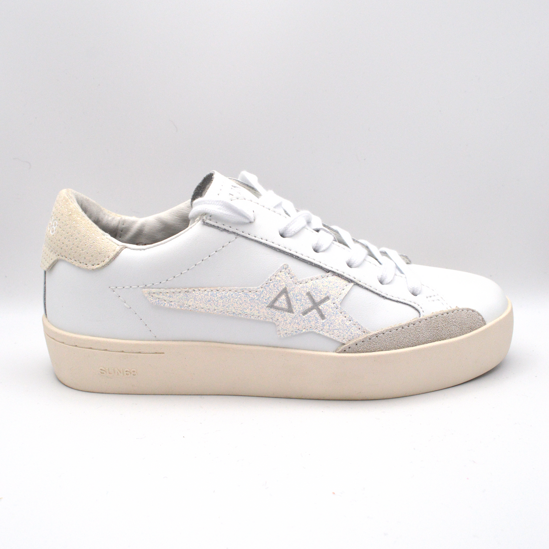 SUN68 | Sneaker bianco e argento lacci