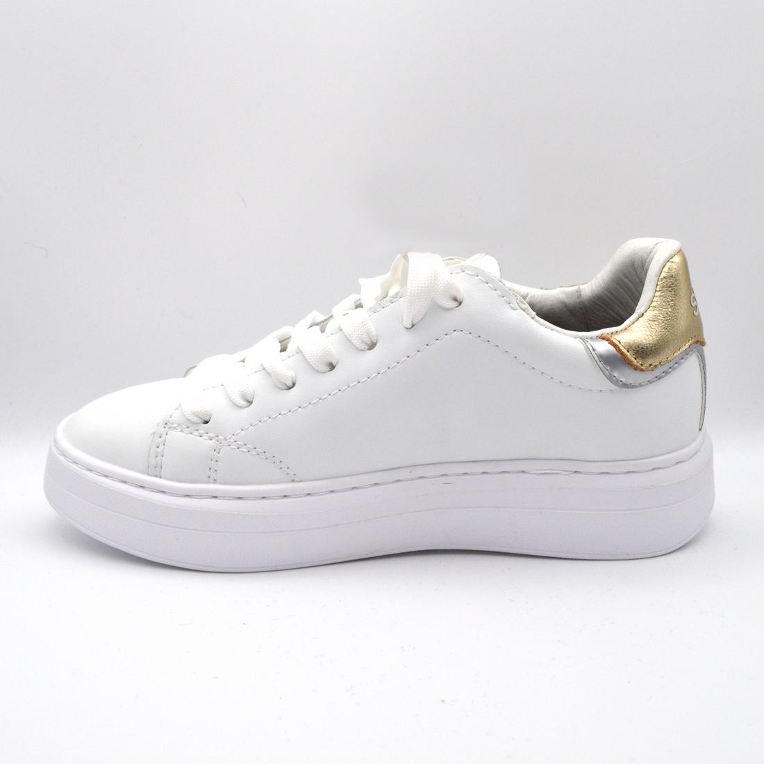 SUN68 | Sneaker bianco e oro con lacci