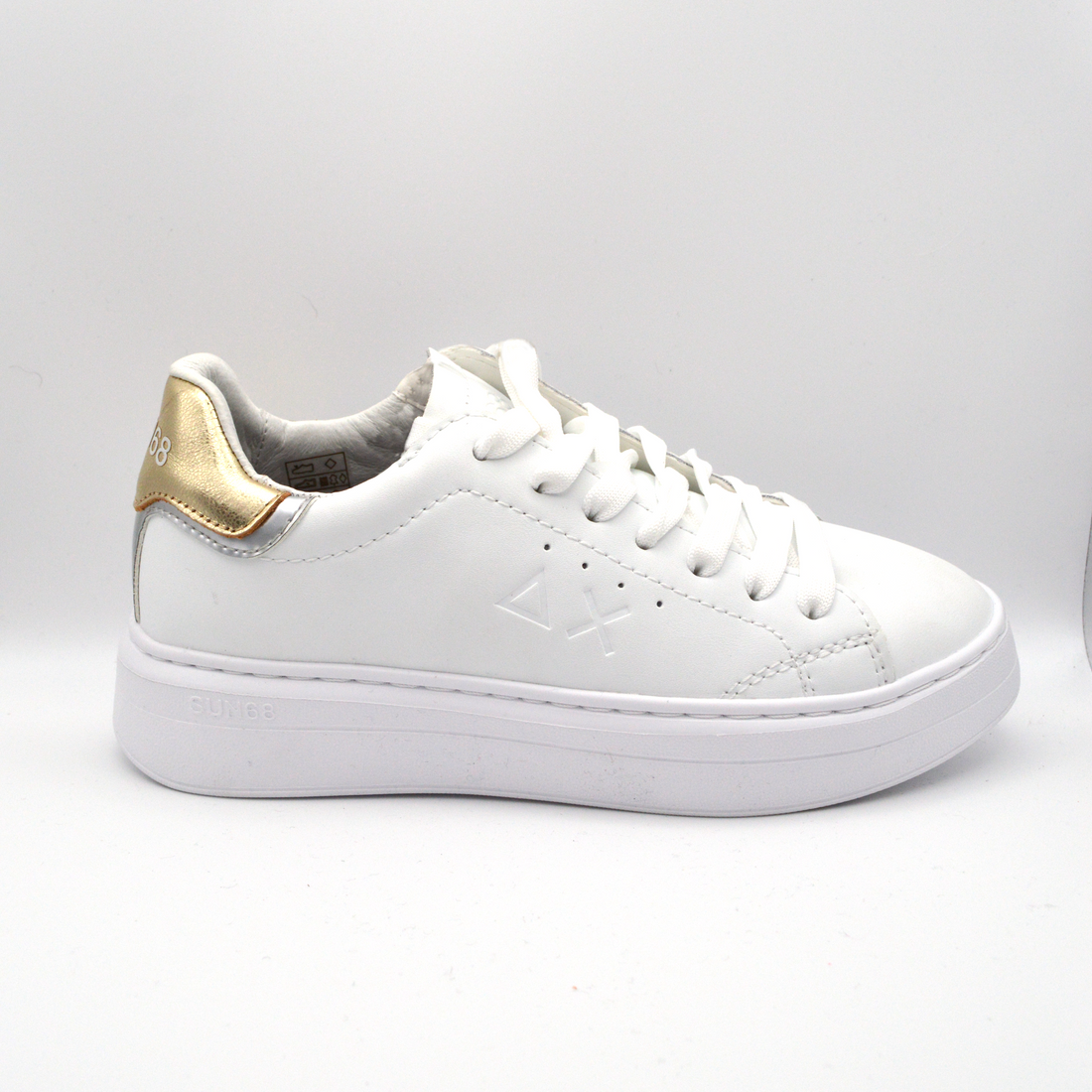 SUN68 | Sneaker bianco e oro con lacci