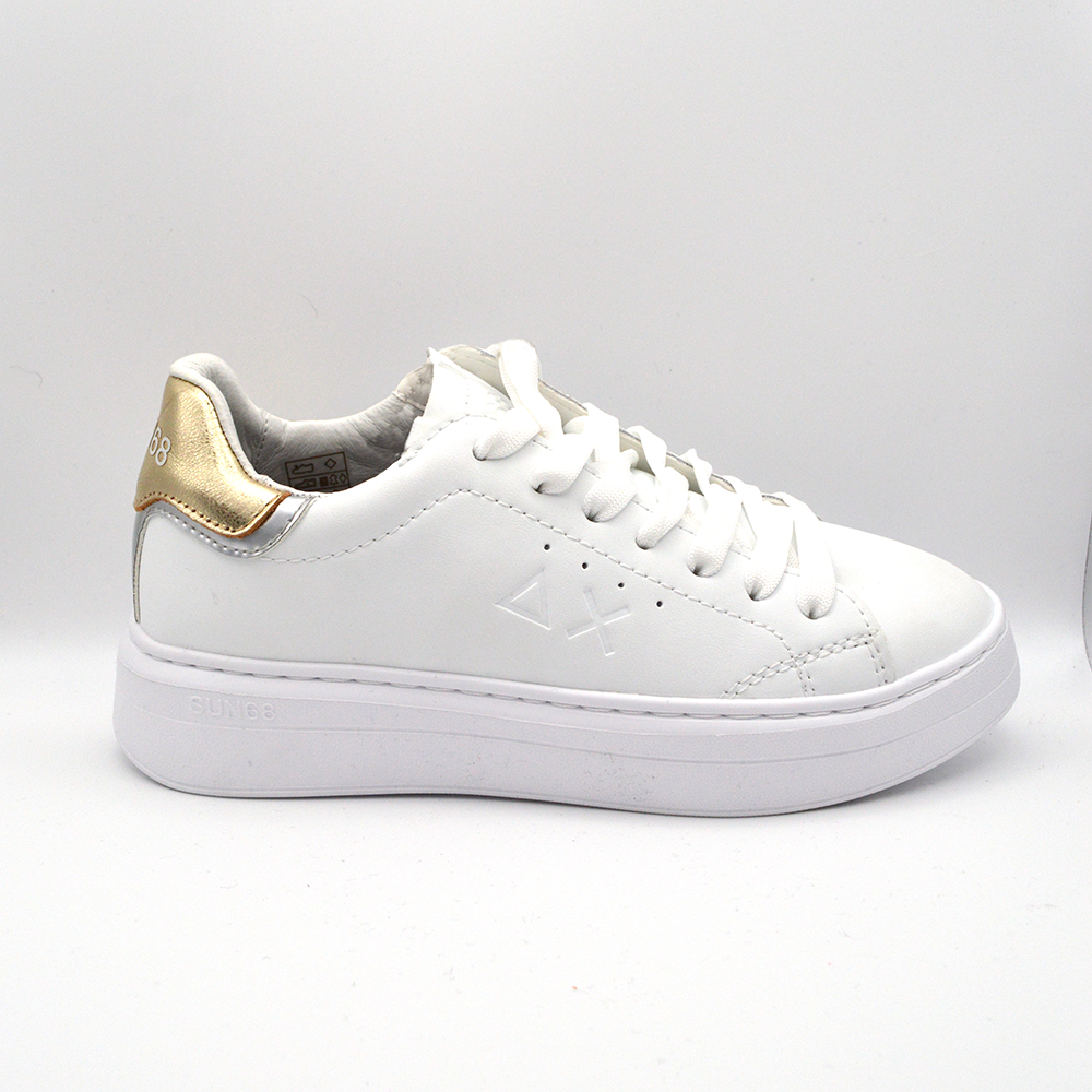 SUN68 | Sneaker bianco e oro con lacci