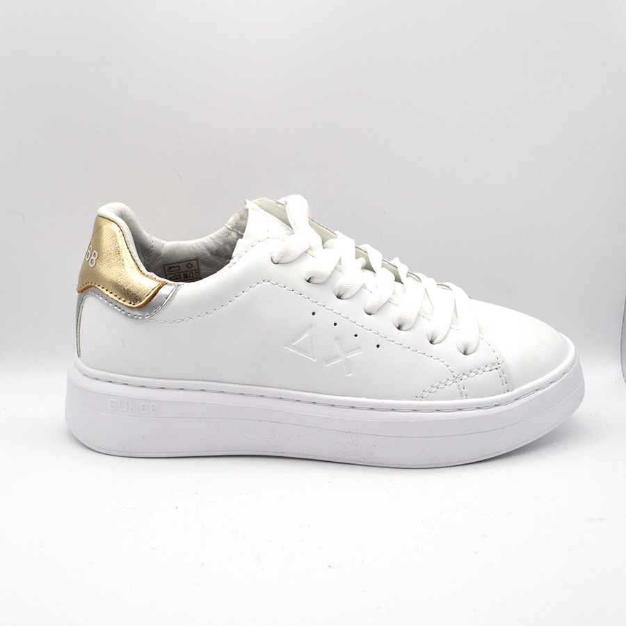 SUN68 | Sneaker bianco e oro con lacci