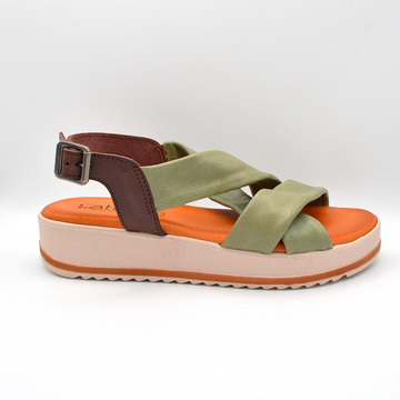 Latika | Sandalo platform verde salvia e marrone
