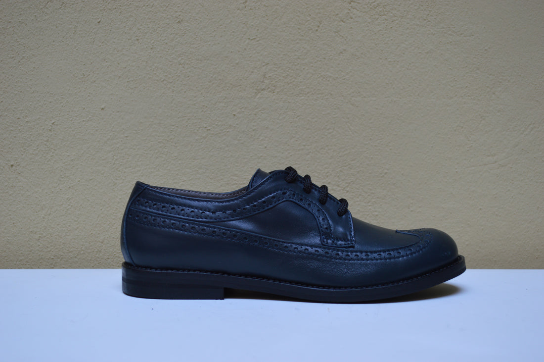 La Pregiata – Stringata Modello Inglese in Pelle Blu Notte