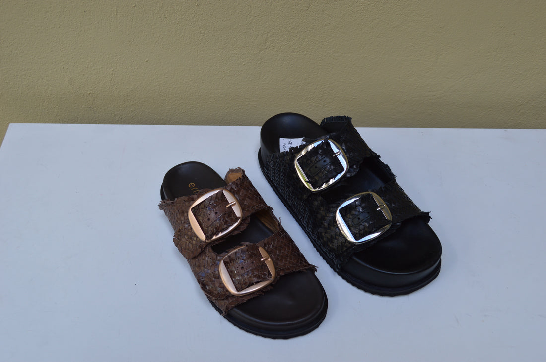 Sandalo Slide Madmind – Intreccio Artigianale e Maxi Buckle