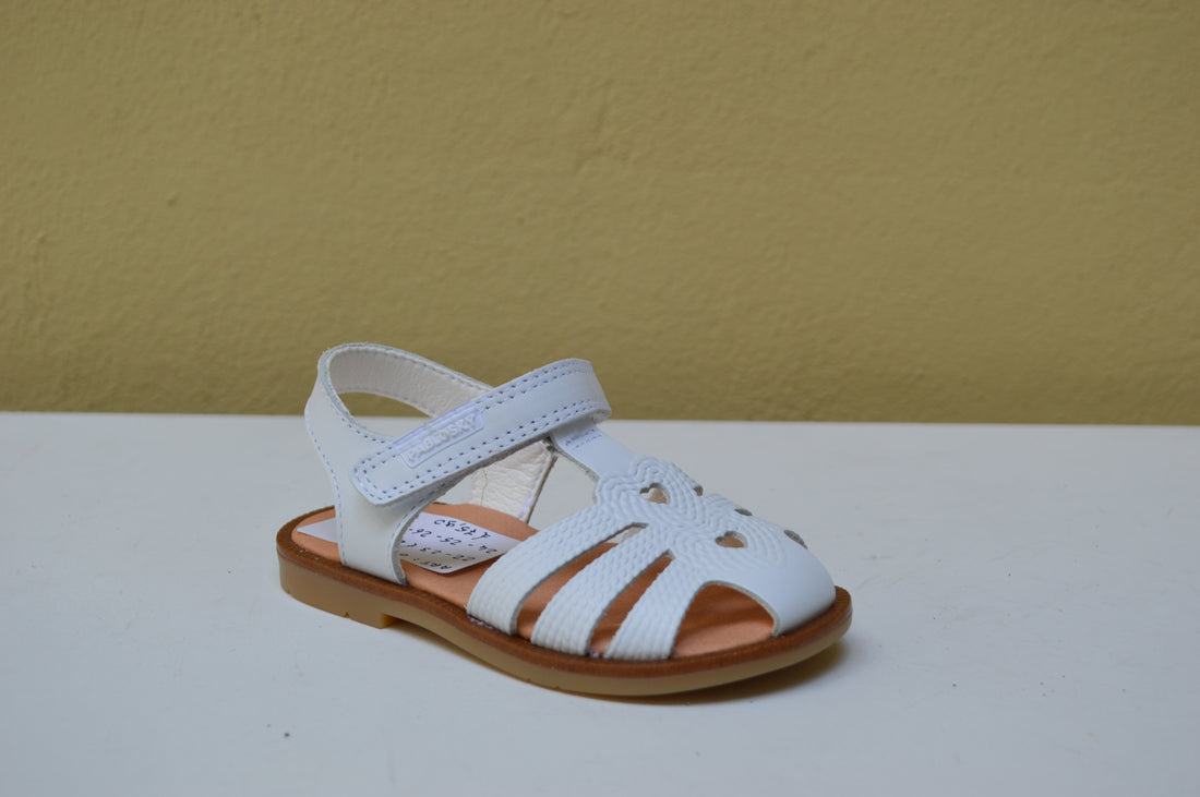 Sandalo Pablosky Bambina - Bianco con Dettaglio Cuori Traforati