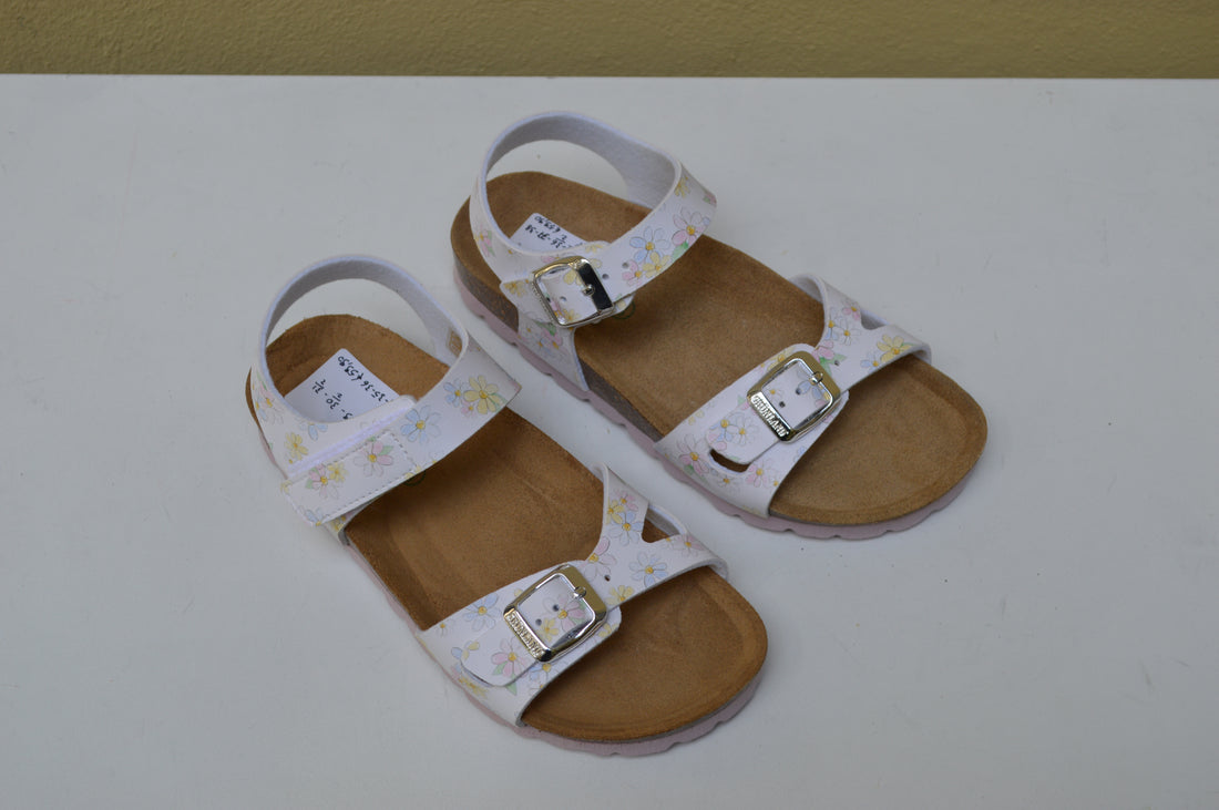 Sandalo Grünland Bambina - Plantare Bio con Stampa Margherite