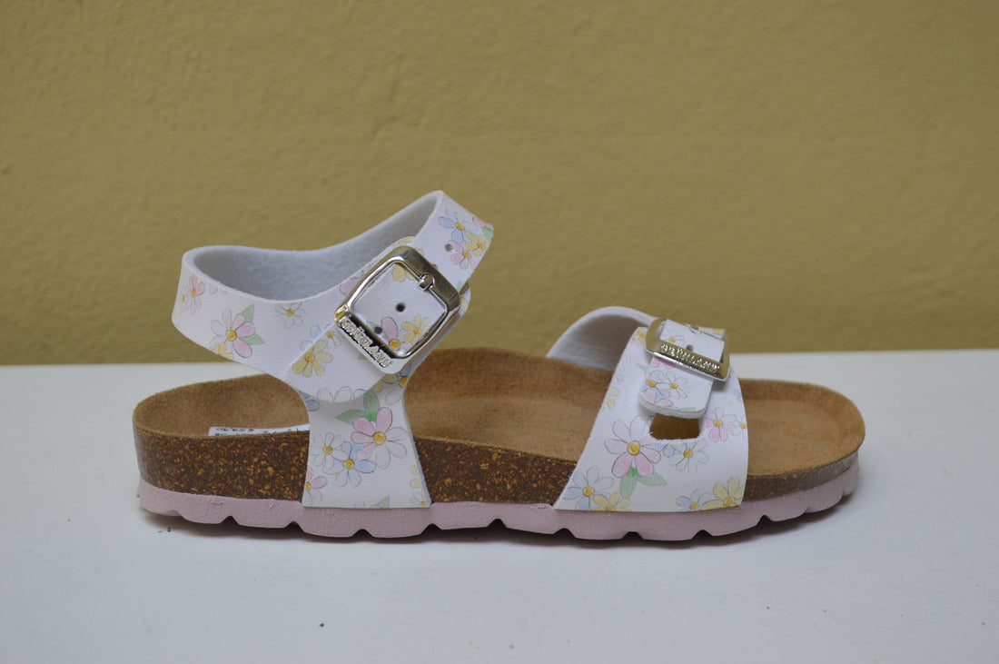 Sandalo Grünland Bambina - Plantare Bio con Stampa Margherite