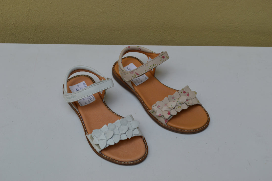Sandalo Froddo Glamour - Fascia Floreale in Pelle (Bianco e Fantasia)