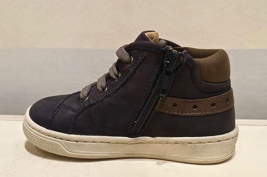 LA PREGIATA sneakers alte pelle blu con zip