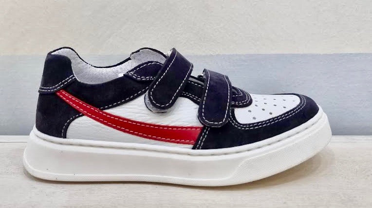 BARQUE velcri shoe in blue white red leather