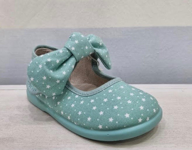 BATILAS pink, silver, blue, water green removable bow cotton ballet flats