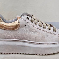 JOAN sneakers lacci in pelle vintage argento o rame