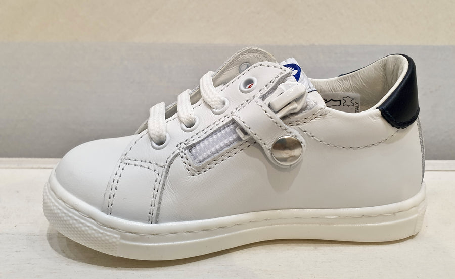 WALKEY white leather sneakers with laces and zip