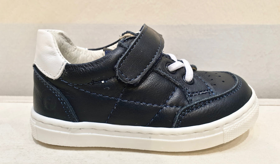 WALKEY blue leather shoe with velcro