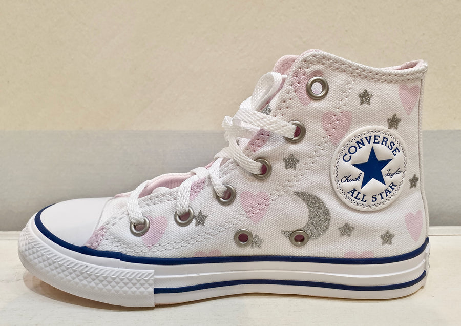 CONVERSE ALL STAR high white moon and stars pattern
