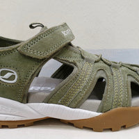 SCARPA sandalo con velcro in pelle blu o verde oliva
