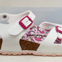 BIRKENSTOCK RIO unicorn sandal in fuchsia or white