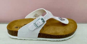 PLAKTON thong slipper in white or multi glitter