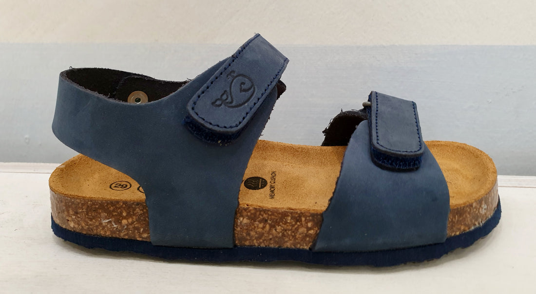 PLAKTON blue velcro leather sandal