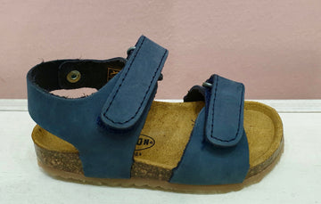 PLAKTON blue velcro leather sandal