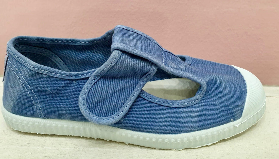 CIENTA canvas sandal with velcro jeans or aqua